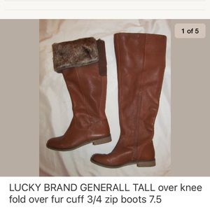 LUCKY GENERALL over knee fur cuff tall boots 7.5